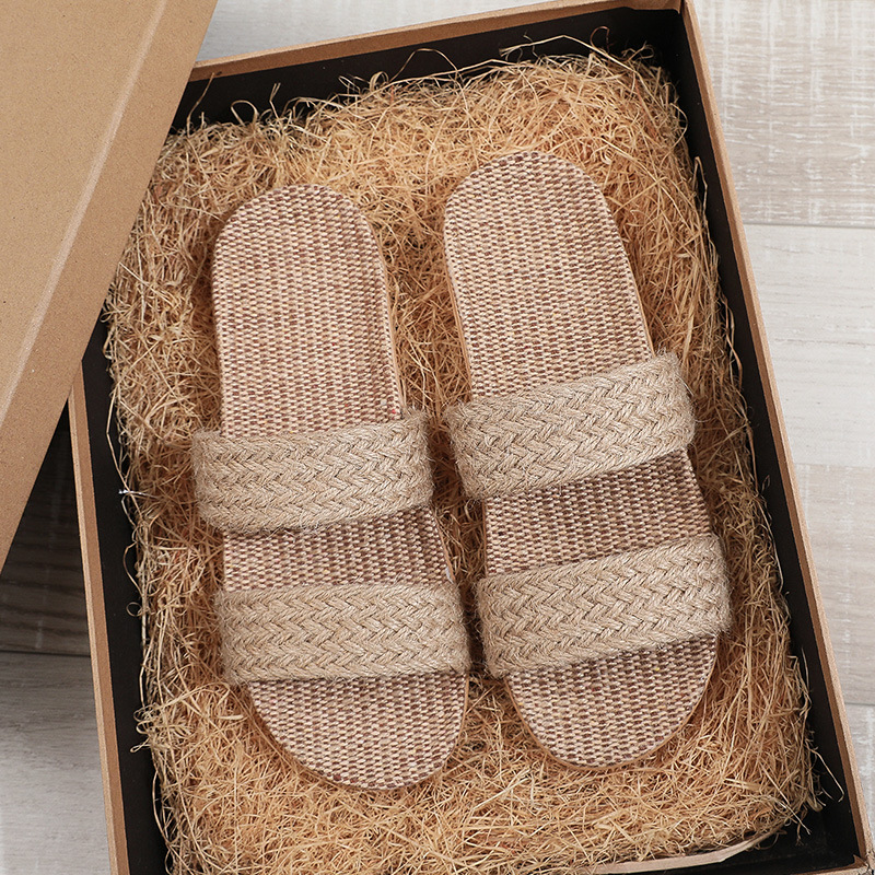 Men Shoes Size To Women - Chinelos Femininos de Linho para Casa,