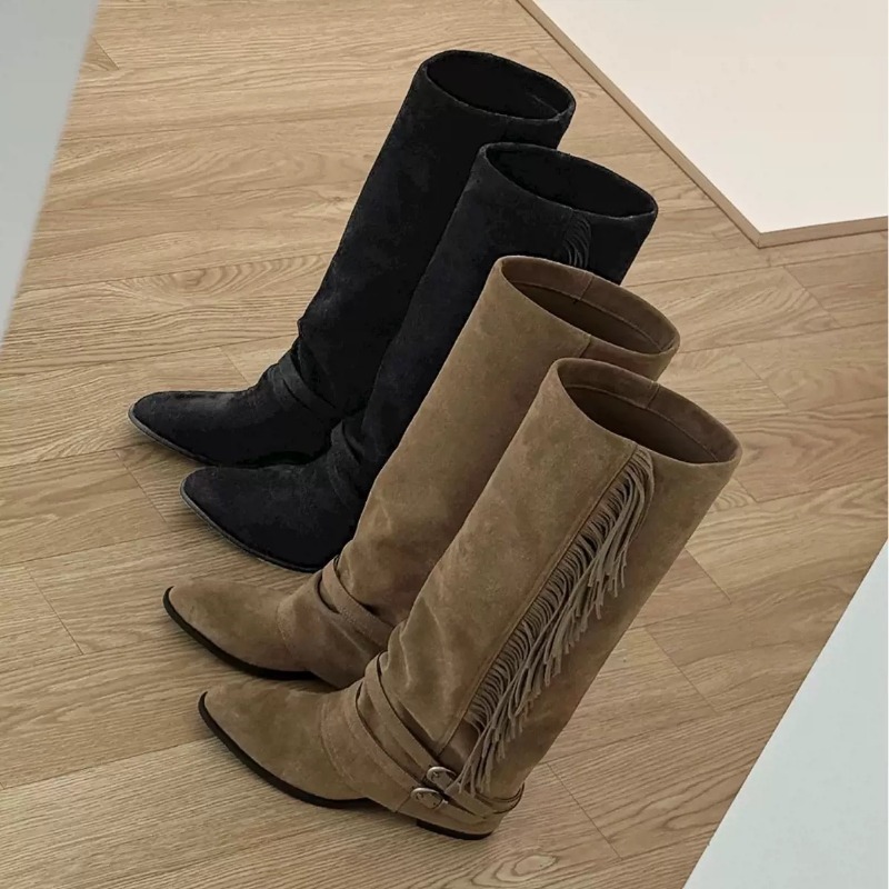 Mulheres joelho-botas altas bo - Chelsea Boots Suede avaliação e preço